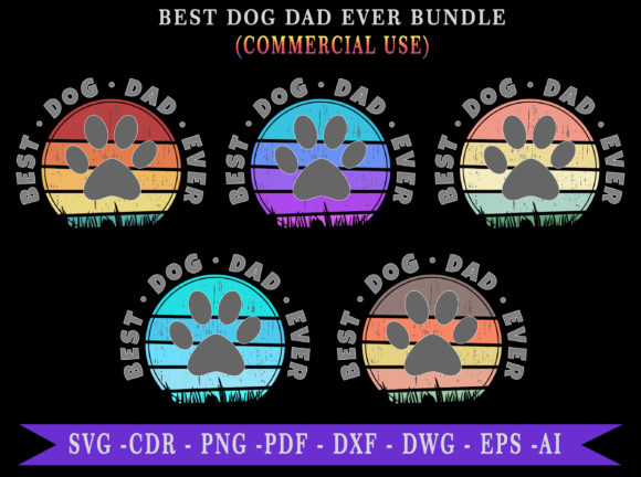 Best Dog Dad Ever Retro Sunset BUNDLE