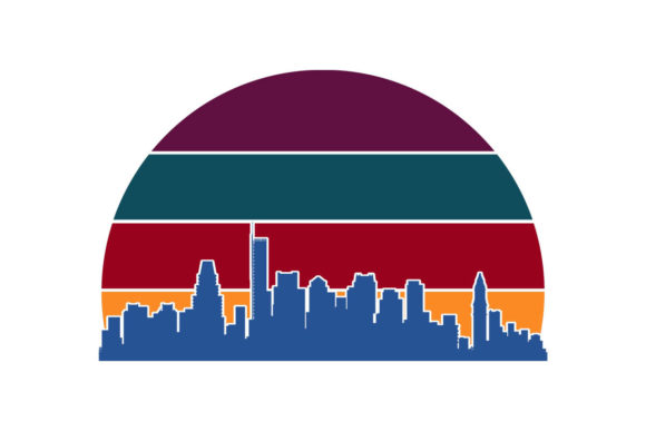 Boston USA Cityscape Retro Sunset