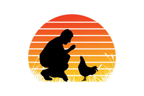 Chicken Dad Retro Sunset