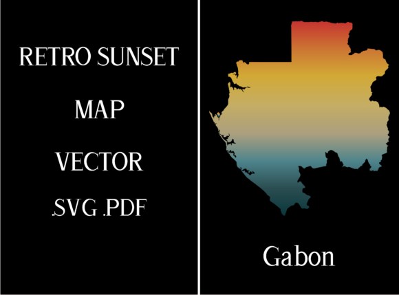 Gabon Retro Sunset Map: A Designer's Review for Embroidery
