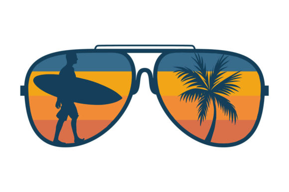 Male Surfing Palm Tree Retro Sunglasses