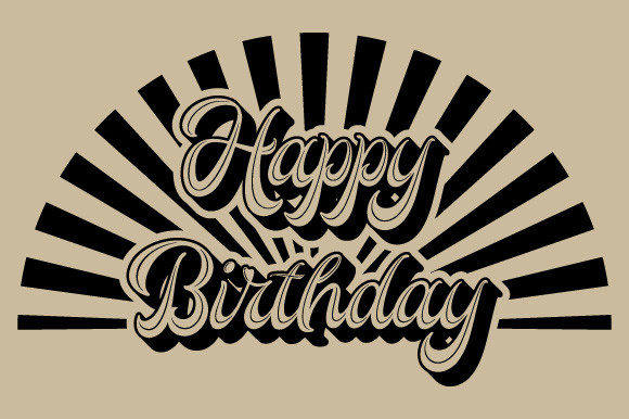 Retro Happy Birthday Sunburst SVG EPS