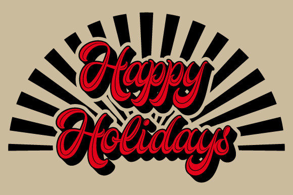 Retro Happy Holidays Sunburst SVG EPS