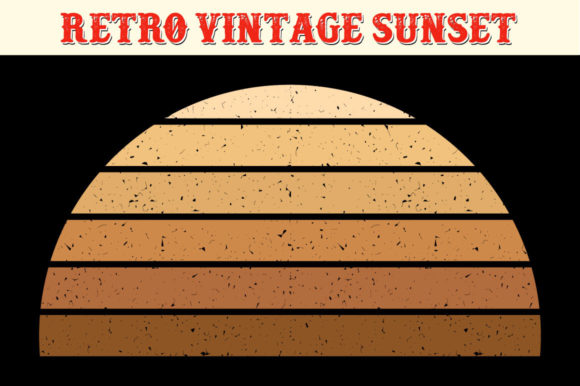 Retro Vintage Sunset Circle, Svg, Png