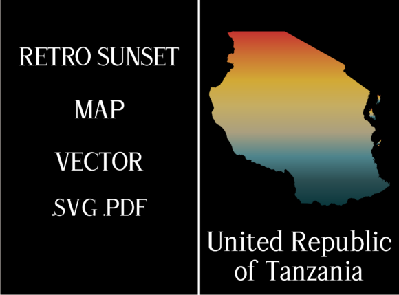 United Rep of Tanzania Retro Sunset Map Review