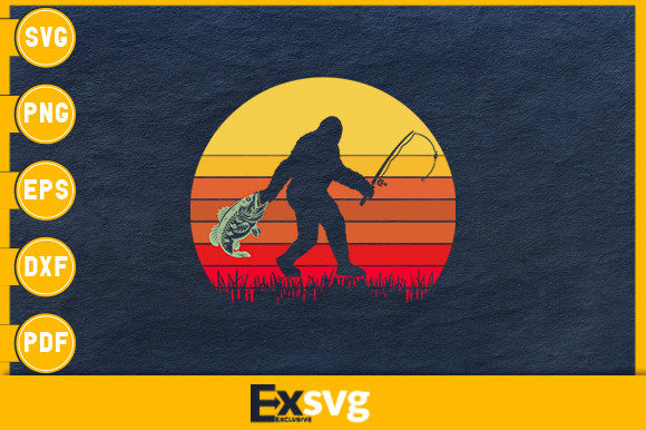 Vintage Bigfoot Sasquatch Fishing Angler